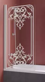 Шторка на ванну стеклянная «Vegas Glass» Ev Lux 75/150 прозрачная с матовым рисунком/белая левая