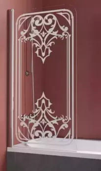 Шторка на ванну стеклянная «Vegas Glass» Ev Lux 75/150 прозрачная с матовым рисунком/хром глянцевый левая