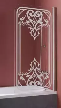 Шторка на ванну стеклянная «Vegas Glass» Ev Lux 75/150 прозрачная с матовым рисунком/хром глянцевый правая