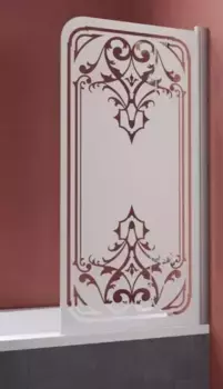 Шторка на ванну стеклянная «Vegas Glass» Ev Lux 75/150 матовая с прозрачным рисунком/хром матовый правая