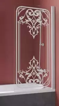 Шторка на ванну стеклянная «Vegas Glass» Ev Lux 75/150 прозрачная с матовым рисунком/белая правая