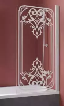 Шторка на ванну стеклянная «Vegas Glass» Ev Novo 76/139 прозрачная с матовым рисунком/белая правая