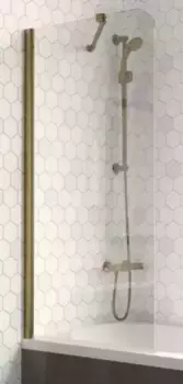 Шторка на ванну стеклянная «Vegas Glass» EV Lux ST 76/150 Crystal vision/бронза глянцевая левая