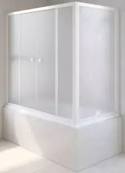 Шторка на ванну стеклянная «Vegas Glass» Z2V+ZVF Novo 180/80/140 сатин/белая универсальная