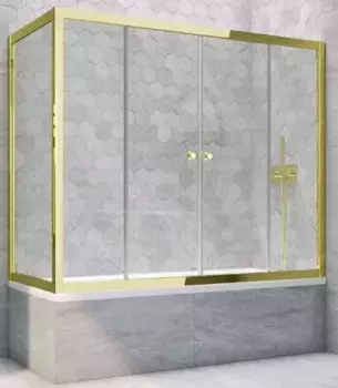 Шторка на ванну стеклянная «Vegas Glass» Z2V+ZVF Tur Novo 170/75 Crystal vision/золото глянцевое универсальная