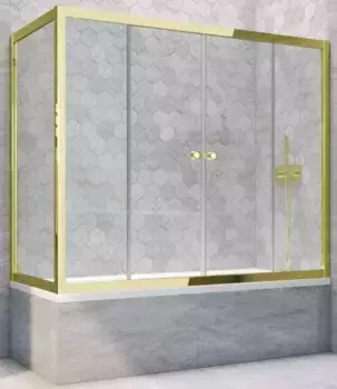 Шторка на ванну стеклянная «Vegas Glass» Z2V+ZVF Tur Novo 155/90 прозрачная/золото универсальная