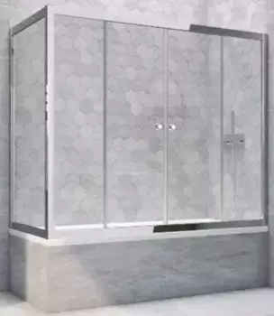 Шторка на ванну стеклянная «Vegas Glass» Z2V+ZVF Tur Novo 155/80 Crystal vision/хром глянцевая универсальная