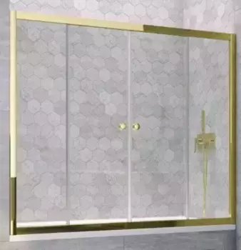 Шторка на ванну стеклянная «Vegas Glass» Z2V Tur Novo 165/140 прозрачная/золото глянцевое