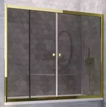 Шторка на ванну стеклянная «Vegas Glass» Z2V Tur Novo 155/140 графит/золото глянцевое