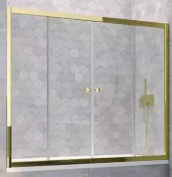 Шторка на ванну стеклянная «Vegas Glass» Z2V Tur Novo 175/140 прозрачная/золото глянцевое