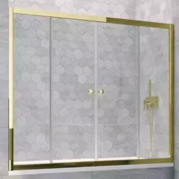 Шторка на ванну стеклянная «Vegas Glass» Z2V Tur Novo 165/140 Crystal vision/золото глянцевое