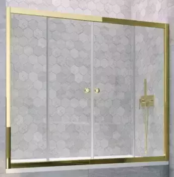 Шторка на ванну стеклянная «Vegas Glass» Z2V Tur Novo 190/140 Crystal vision/золото глянцевое