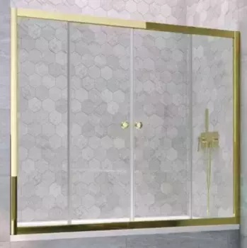 Шторка на ванну стеклянная «Vegas Glass» Z2V Tur Novo 195/140 прозрачная/золото глянцевое