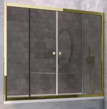 Шторка на ванну стеклянная «Vegas Glass» Z2V Tur Novo 185/140 графит/золото глянцевое