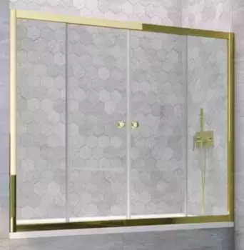 Шторка на ванну стеклянная «Vegas Glass» Z2V Tur Novo 200/140 прозрачная/золото глянцевое