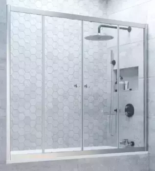 Шторка на ванну стеклянная «Vegas Glass» Z2V Novo 155/140 Crystal vision/хром матовая