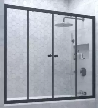Шторка на ванну стеклянная «Vegas Glass» Z2V Novo 175/140 Crystal vision/чёрная матовая