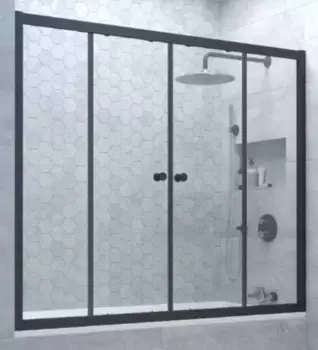 Шторка на ванну стеклянная «Vegas Glass» Z2V Novo 165/140 Crystal vision/чёрная матовая