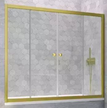 Шторка на ванну стеклянная «Vegas Glass» Z2V Novo 185/140 Crystal vision/золото матовое