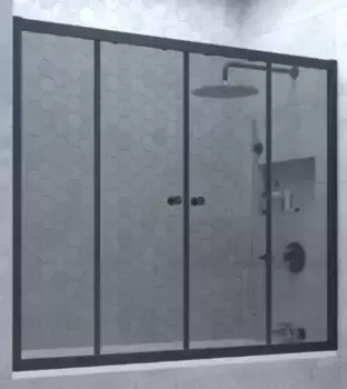 Шторка на ванну стеклянная «Vegas Glass» Z2V Novo 175/140 графит/чёрная матовая