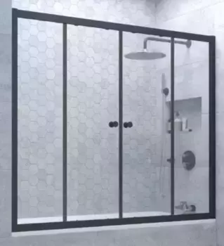 Шторка на ванну стеклянная «Vegas Glass» Z2V Novo 185/140 Crystal vision/чёрная матовая