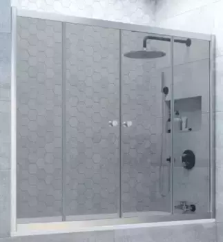 Шторка на ванну стеклянная «Vegas Glass» Z2V Novo 165/140 графит/хром матовая