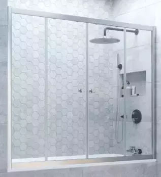 Шторка на ванну стеклянная «Vegas Glass» Z2V Novo 165/140 Crystal vision/хром матовая