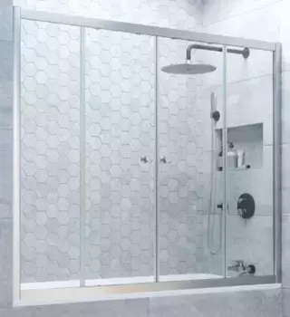 Шторка на ванну стеклянная «Vegas Glass» Z2V Novo 185/140 Crystal vision/хром матовая