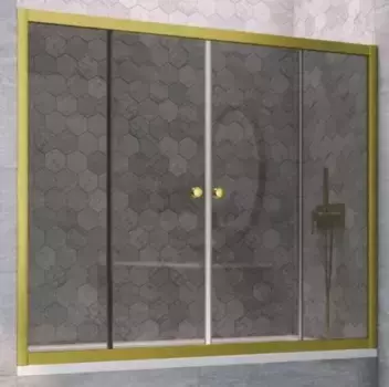 Шторка на ванну стеклянная «Vegas Glass» Z2V Novo 165/140 графит/золото матовое