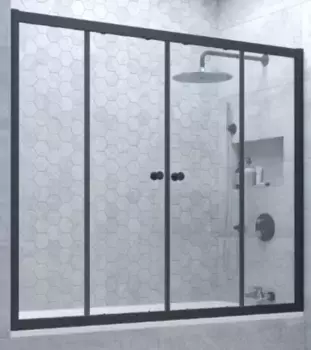 Шторка на ванну стеклянная «Vegas Glass» Z2V Novo 190/140 Crystal vision/чёрная матовая