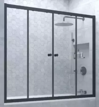 Шторка на ванну стеклянная «Vegas Glass» Z2V Novo 155/140 Crystal vision/чёрная матовая