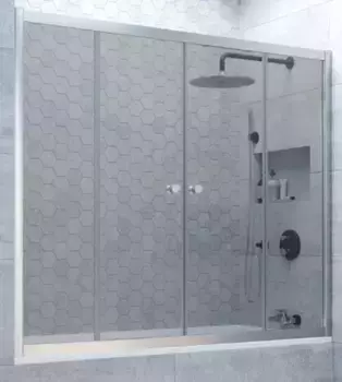 Шторка на ванну стеклянная «Vegas Glass» Z2V Novo 190/140 графит/хром матовая