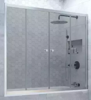 Шторка на ванну стеклянная «Vegas Glass» Z2V Novo 200/140 графит/хром матовая
