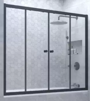 Шторка на ванну стеклянная «Vegas Glass» Z2V Novo 195/140 Crystal vision/чёрная матовая