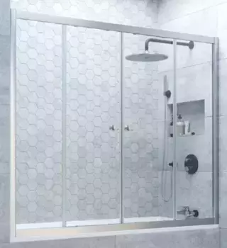 Шторка на ванну стеклянная «Vegas Glass» Z2V Novo 195/140 прозрачная/хром матовая