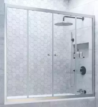 Шторка на ванну стеклянная «Vegas Glass» Z2V Novo 200/140 прозрачная/хром матовая