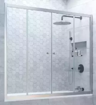 Шторка на ванну стеклянная «Vegas Glass» Z2V Novo 155/140 прозрачная/хром матовая