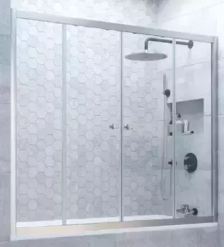Шторка на ванну стеклянная «Vegas Glass» Z2V Novo 185/140 прозрачная/хром матовая