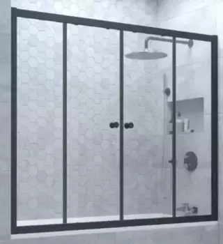 Шторка на ванну стеклянная «Vegas Glass» Z2V Novo 190/140 прозрачная/чёрная матовая