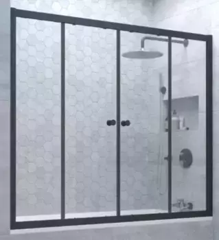 Шторка на ванну стеклянная «Vegas Glass» Z2V Novo 155/140 прозрачная/чёрная матовая