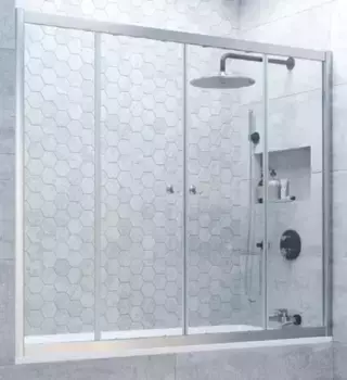 Шторка на ванну стеклянная «Vegas Glass» Z2V Novo 190/140 прозрачная/хром матовая