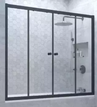 Шторка на ванну стеклянная «Vegas Glass» Z2V Novo 200/140 прозрачная/чёрная матовая