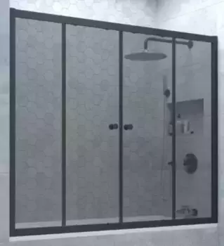 Шторка на ванну стеклянная «Vegas Glass» Z2V Novo 200/140 графит/чёрная матовая