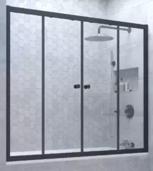 Шторка на ванну стеклянная «Vegas Glass» Z2V Novo 200/140 Crystal vision/чёрная матовая