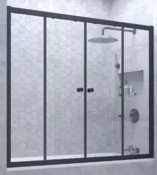 Шторка на ванну стеклянная «Vegas Glass» Z2V Novo 195/140 прозрачная/чёрная матовая