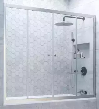 Шторка на ванну стеклянная «Vegas Glass» Z2V Novo 175/140 прозрачная/хром матовая