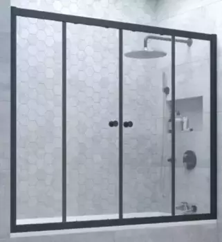 Шторка на ванну стеклянная «Vegas Glass» Z2V Novo 175/140 прозрачная/чёрная матовая