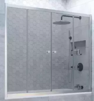 Шторка на ванну стеклянная «Vegas Glass» Z2V Novo 195/140 графит/хром матовая