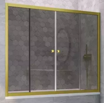 Шторка на ванну стеклянная «Vegas Glass» Z2V Novo 195/140 графит/золото матовое