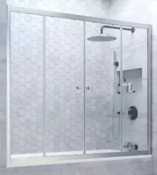 Шторка на ванну стеклянная «Vegas Glass» Z2V Novo 165/140 прозрачная/хром матовая